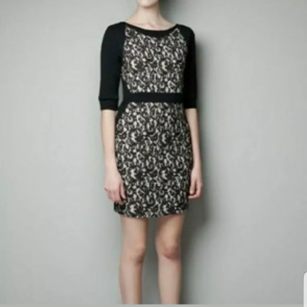 ZARA Laced Bodycon Black Dress L